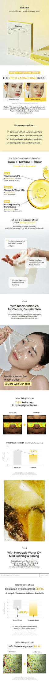 Biodance Radiant Vita Niacinamide Real Deep Mask (4 unidades) Biodance