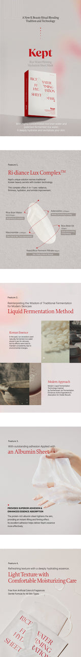 KEPT Rice Water Firming Hydration Sheet Mask Kept