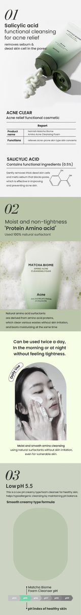 heimish Matcha Biome Amino Acne Cleansing Foam - STORE K BEAUTY