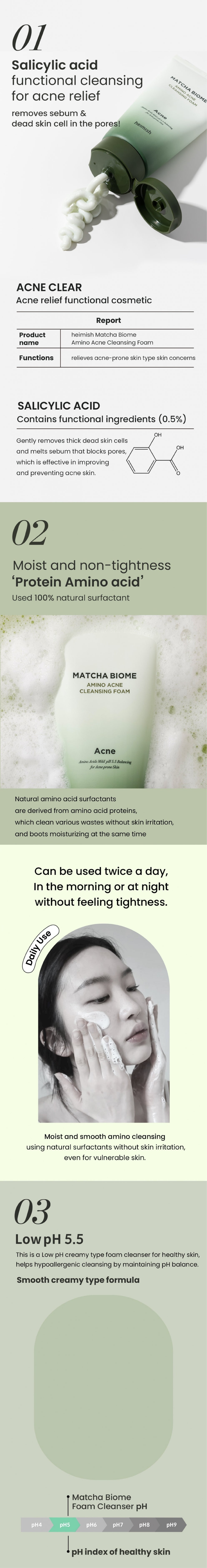 heimish Matcha Biome Amino Acne Cleansing Foam - STORE K BEAUTY