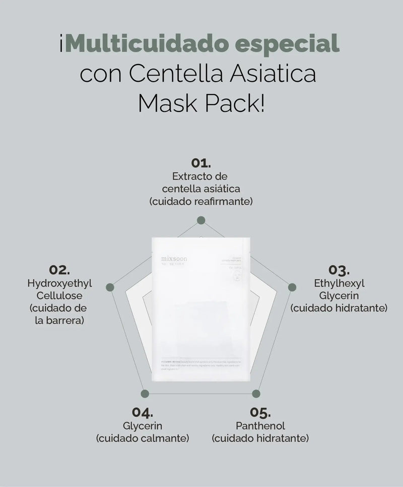 MIXSOON Centella Mask Pack (5 unidades) MIXSOON