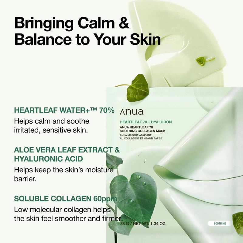 Anua HEARTLEAF 70 SOOTHING COLLAGEN MASK Anua