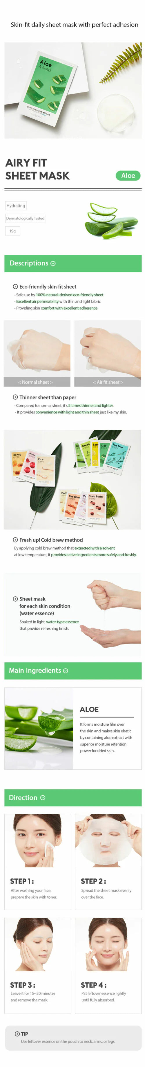 MISSHA Airy Fit Sheet Mask (Aloe) MISSHA